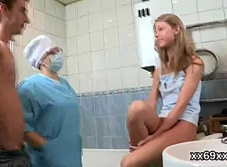 Fellow Assists With Hymen Examination And Riding Of Virgin Cutie In Close Up Defloration Scene. Trimmed Pussy Banging In Group 3some.