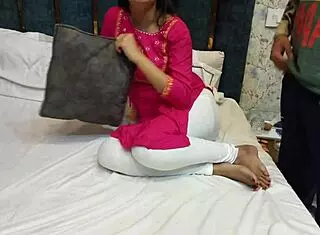 I let my stepbro share his bed with me for the night, but things got rough with first-time anal and dirty talk in Hindi audio.