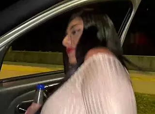Unknown guy picks up a young 23-year-old Colombian from the nightclub. He convinces her for outdoor anal riding and squirting in cowgirl.