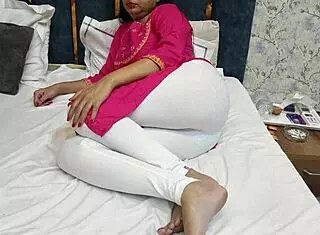 I let my stepbro share his bed with me for the night, but things got rough with first-time anal and dirty talk in Hindi audio.