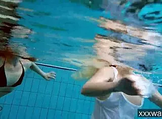 hot russian girls swimming in the pool