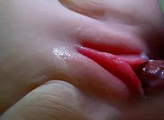Double penetration toy action on shaved pussy and asshole with fuck doll