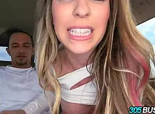 Blonde Courtney Cummz Sucks and Rides Black Cock Outdoors in Public Bus for Cash Reality Scene