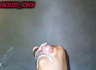 Whoa, watch this skinny guy jerk his oiled big cock till it erupts like a fountain