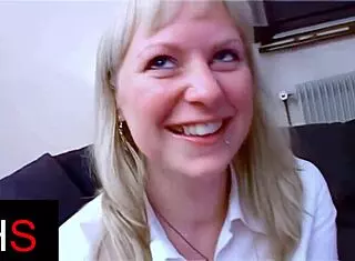 blonde milf with blue eyes gets ass fucked and cumshot on her swollen pussy belly?