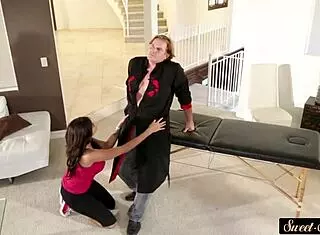 Busty stepdaughter gets drilled by horny stepdad in taboo encounter.