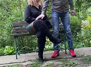 mother in law with big natural tits and hairy pussy feels so powerful flashing in public with chubby belly and saggy tits control