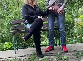 mother in law with big natural tits and hairy pussy feels so powerful flashing in public with chubby belly and saggy tits control