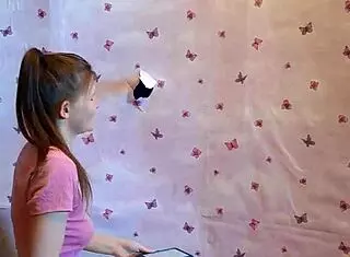 giving blowjob through walls in our homemade gloryhole setup