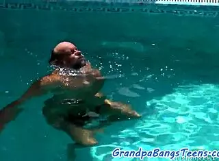 Smalltits Teen 18+ager Gets Facial Cumshot from Grandpa Blowjob