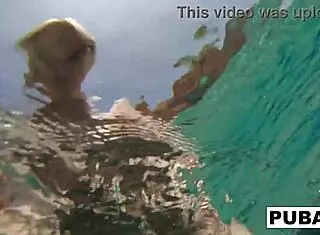 Samantha Rone's solo pussy fingering in underwater pool session