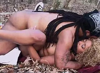 Don whoe and nina rivera share erotic outdoor fun with big cock blowjob in woods