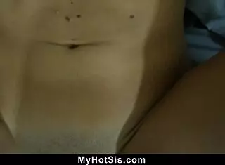 step sister spots stepbrother jerking off and lends a hand in taboo roleplay