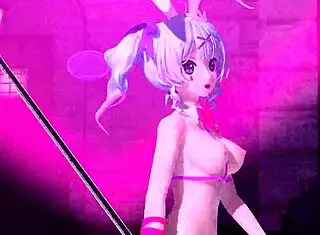 Hatsune Miku in project diva nude mod flaunts full nudity in bunny costume.