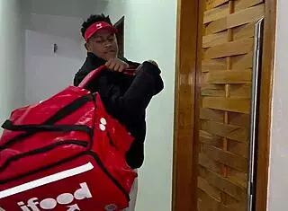 brazilian guy pretends lost wallet to get delivery boy inside then offers bareback anal ride with fingering