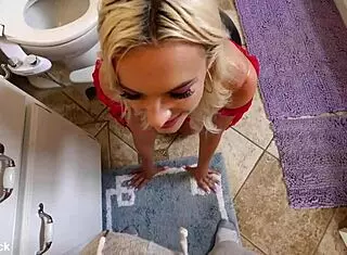 lindsey lakes teases as hot naughty blonde neighbor with rough deepthroat and monster cock action