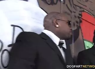 Busty blonde Cindee GETS interracial GANGBANG