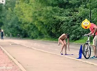 Secret Camera Records Jeny Losing Clothes Outdoors on Busy Street