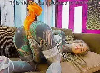 uh i'm that tattoo girl doin anal solo with xl dildo in fishnets highheels stockings piercin my asshole