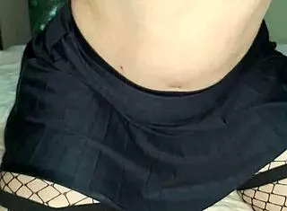 Who exposes naughty tight teen 18+ pussy under mini black skirt and fishnets like this!