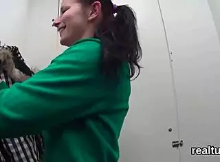 i watched this striking czech teen 18+ get tempted in the mall and then banged hard in pov with clothes ripped during group reality action at the shop