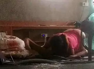 Fucking wildly in public with rough creampie action outdoors.