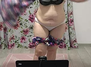 hey check out this juicy pawg shaking her big ass and tits in different panties on webcam that chubby milf shows her hairy pussy up close in homemade fetish