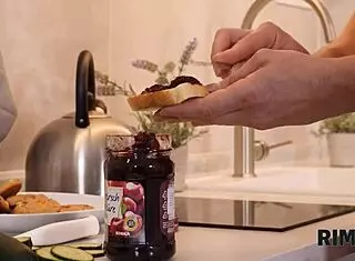 hey, rimming kicks off the day perfectly for this sexy redhead girlfriend in kitchen