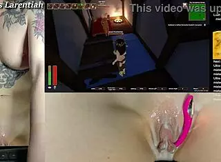 Twitch egirl plays tropical monster girls with cum on pussy! Dripping creampie covers her shaved wet cunt and big pussy lips!