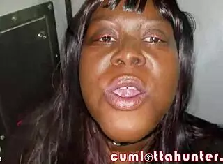 Cumlotta Hunter Serves as Owned Glory Hole Slut with Ebony Milf Facial Cum in Mouth and Swallowing Action in Bbw Share Scene