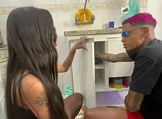 petite latina calls building guy for a job and pays him with doggystyle bent over action