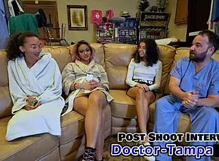 Dr tampa performs aria nicoles yearly physical with petite shaved pussy spreading!