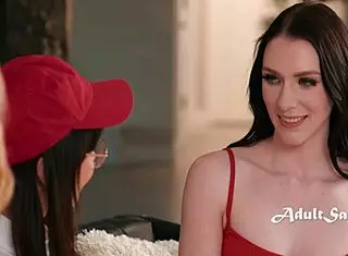 Two Hot Tall Lesbians Fuck And Lick Tiny Petite Delivery Girl River Lynn Mochi Mona Celestina Blooms