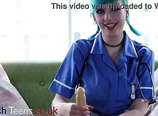 Blue Haired Alternative Nurse Jerks And Sucks Your Cock In Pantyhose During Hospital Appointment