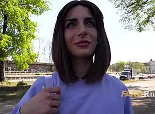 ultra pretty italian girl picked up on street for casting interview flashing exhibitionist style