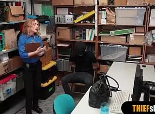 Hot blonde milf female security guard fucking thief guy rough doggystyle