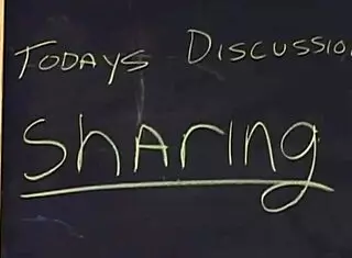 These two brunettes are sharing one dick for a blowjob.