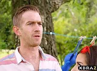 Huge Dick Neighbor Enjoys Outdoor Encounter with Wife Cassidy Klein in Nearby Setting