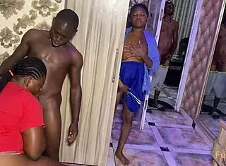 Stepmom and stepsister, ready for monster cock fucking on New Year's with big black action?