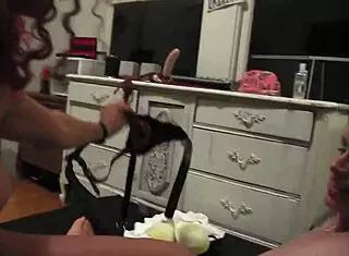 Bella Rossi and Daisy Ducati as hot lesbians use strapon and toys for pussy fucking.