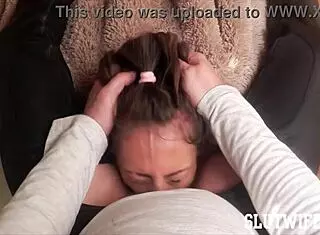 Skinny amateur slut Candie Cross gets throat destroyed with brutal deepthroat and ruthless facefucking