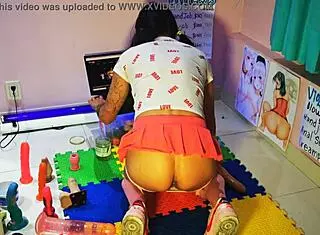 Teen Otaku Schoolgirl In Miniskirt And Pigtails Gets Fucked While I Masturbate With Huge Dildo