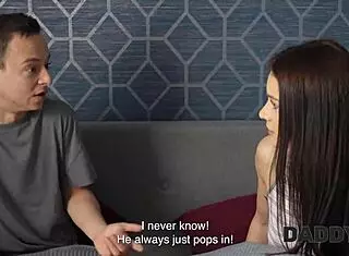 Daddy4k old guy fucks sons skinny girlfriend in tight pussy cheating session.