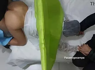 Husband watches hidden camera as wife takes big black cock in ass and pussy during interracial consultation.