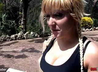 busty blonde amateur contrasts with intense action in homemade scene without any extras