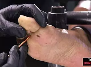 Black bdsm slave bound tight for intense foot domination!