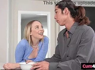 Impatient blonde cum dumpster demands hubby skip work and fill her tight wet pussy. She rides him cowgirl to creampie.