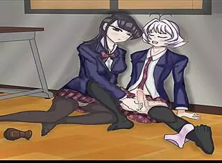 Komi gives an intense blowjob in this classroom animation!