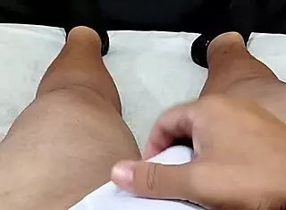 my girlfriend jerked off her tight smooth pussy making me cum excited