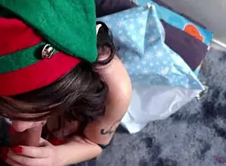 santa's naughty elf in miniskirt returns craving that monster cock for christmas cumshot pov